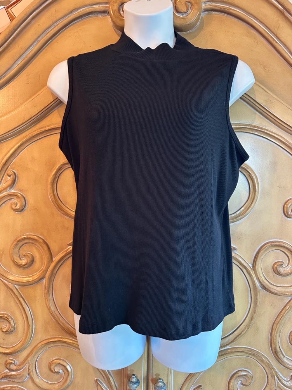 NWT CATO Women's Sleeveless Mock Neck Ribbed Tank - Black